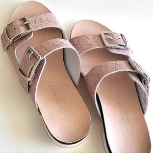 Charles David LONNIE Women's Pink/Blush-cp Slide Sandals, Croc  37 Medium. NWB.
